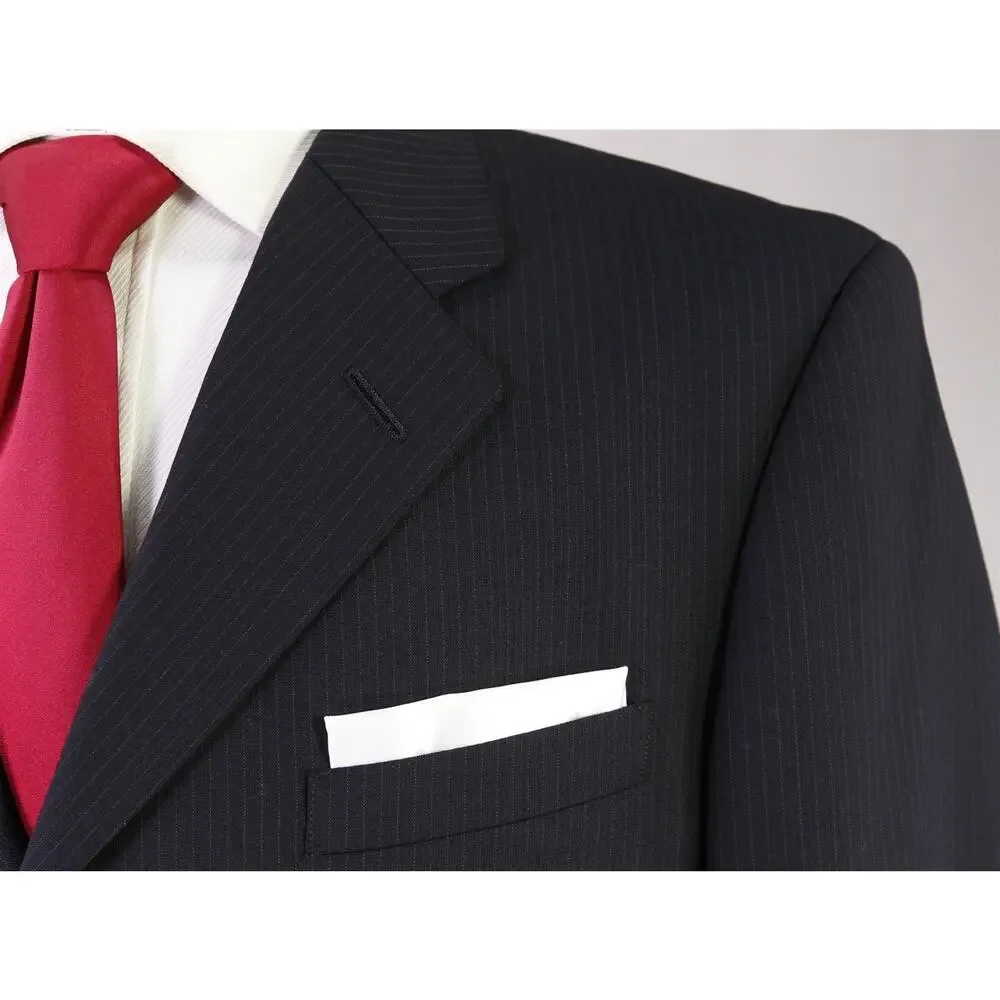 Kent & Curwen Black Tonestripe 3-Btn Wool Suit 38S